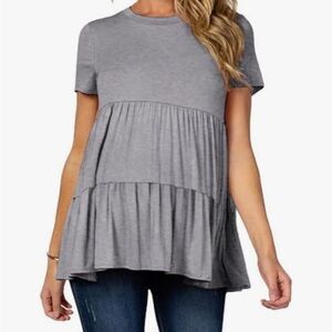 Womens Maternity Top Casual Fall Fashion Crew Neck Pregnant Dressy Blouse Large